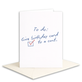 Birthday card with humorous message on a white background