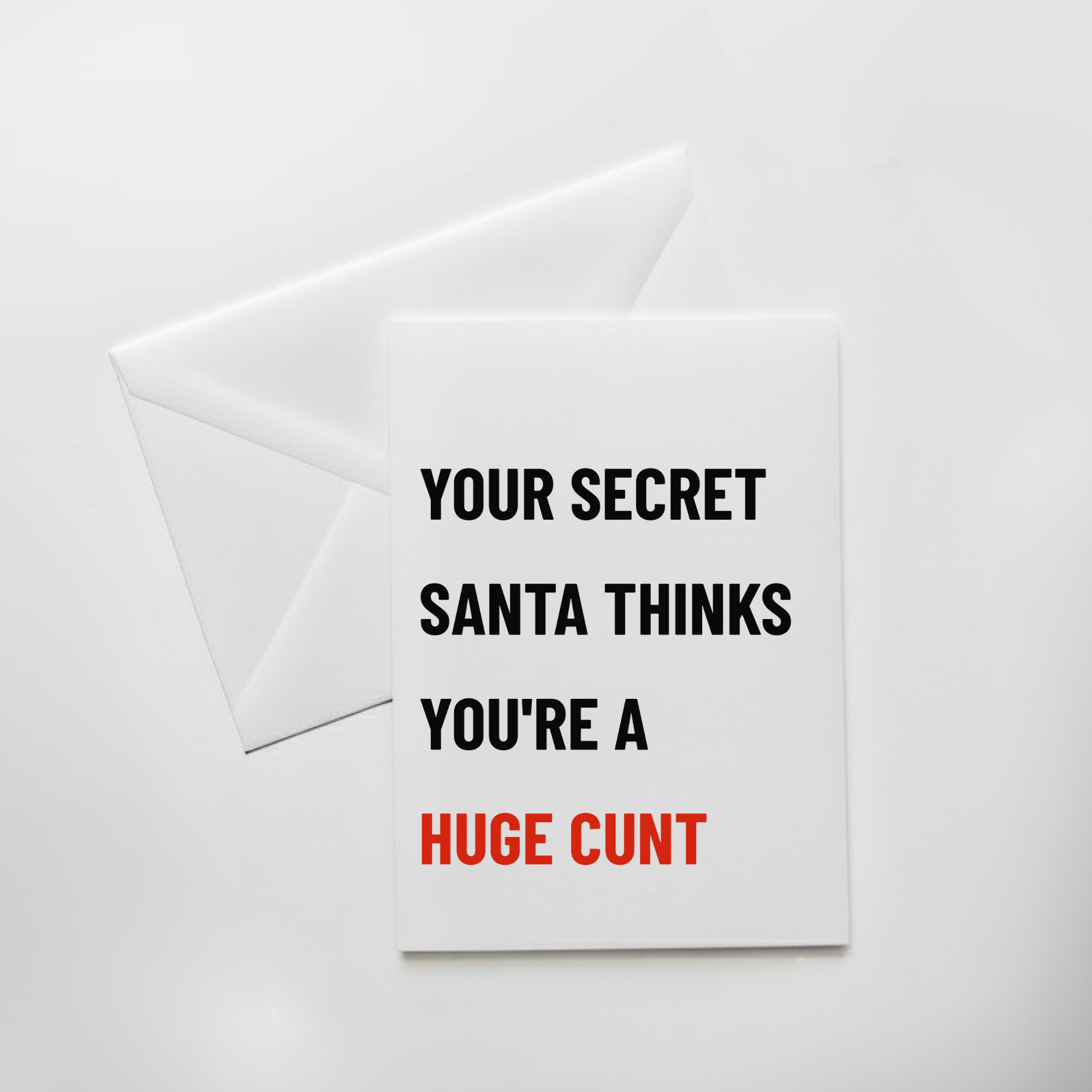 Mean secret santa card. insulting christmas card. 